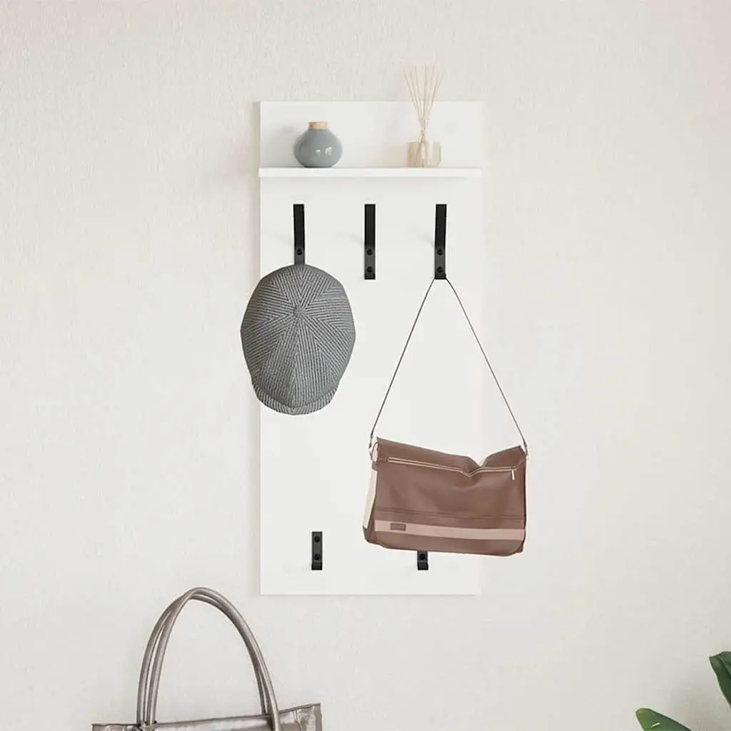 Wall-Mounted Coat Rack for Hallway Entryway White Engineered Wood 40x10x90cm