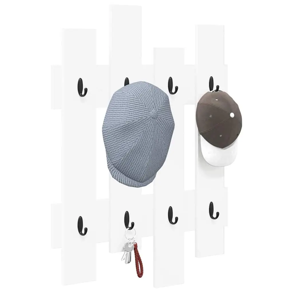 Wall-Mounted Coat Rack White Modern Hallway Entryway Storage Organizer 60x82cm