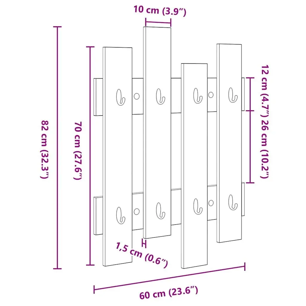 Wall-Mounted Coat Rack White Modern Hallway Entryway Storage Organizer 60x82cm