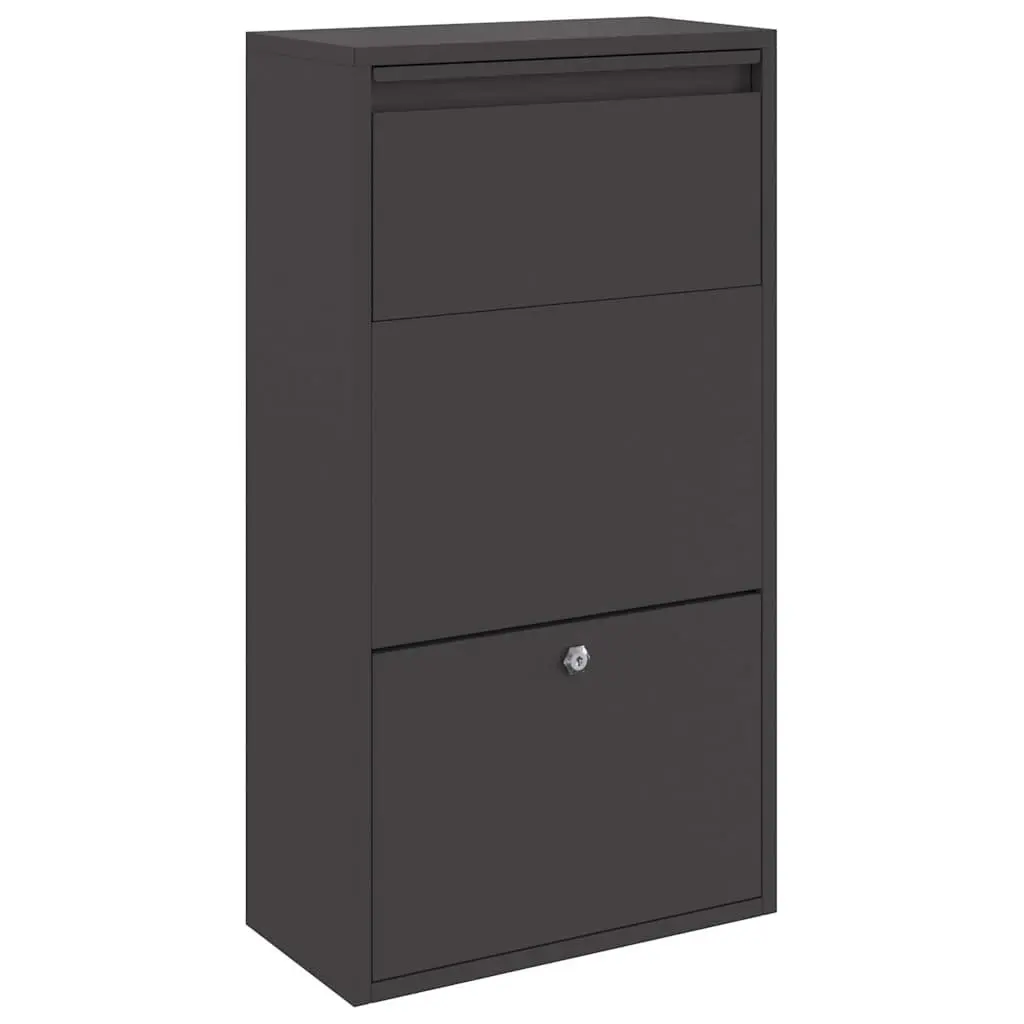 Parcel Drop Box for Outdoor Use Black 44 x 22 x 82 cm Steel Mailbox