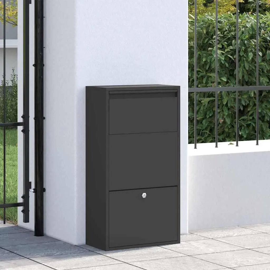 Parcel Drop Box for Outdoor Use Black 44 x 22 x 82 cm Steel Mailbox