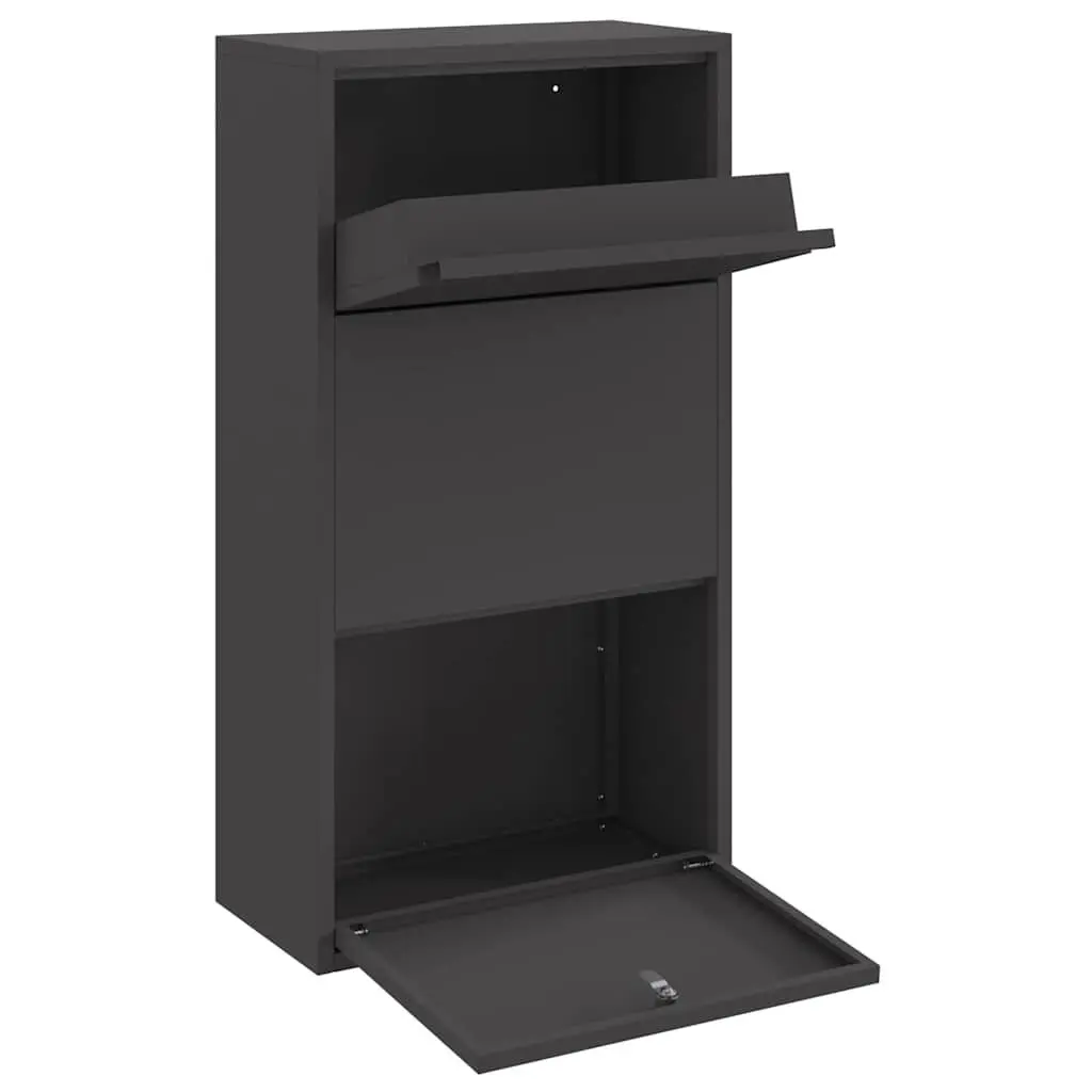Parcel Drop Box for Outdoor Use Black 44 x 22 x 82 cm Steel Mailbox