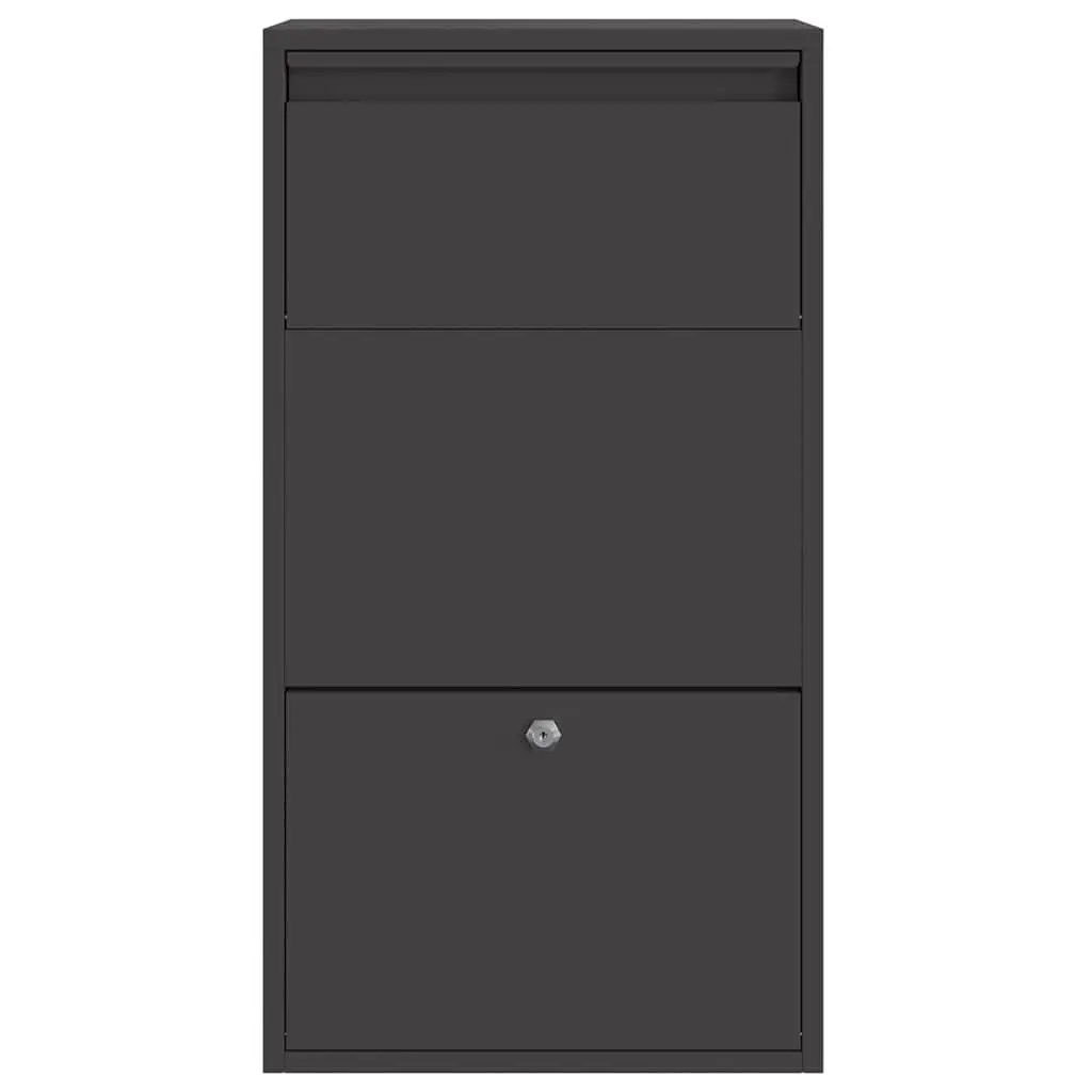 Parcel Drop Box for Outdoor Use Black 44 x 22 x 82 cm Steel Mailbox