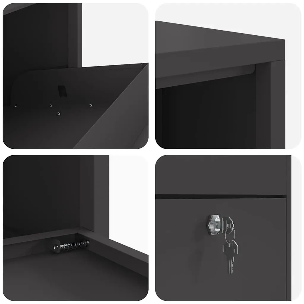 Parcel Drop Box for Outdoor Use Black 44 x 22 x 82 cm Steel Mailbox