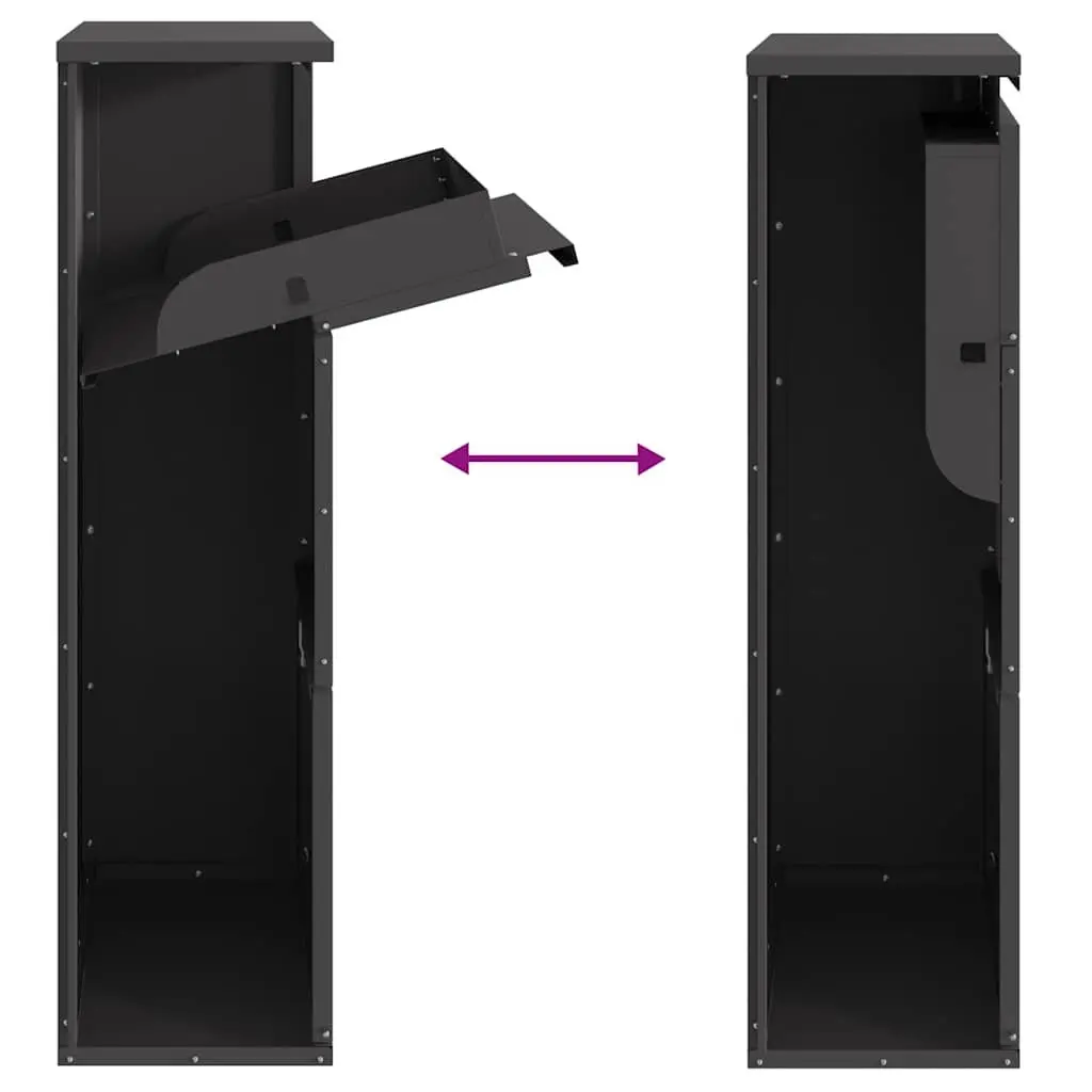 Parcel Drop Box for Outdoor Use Black 44 x 22 x 82 cm Steel Mailbox