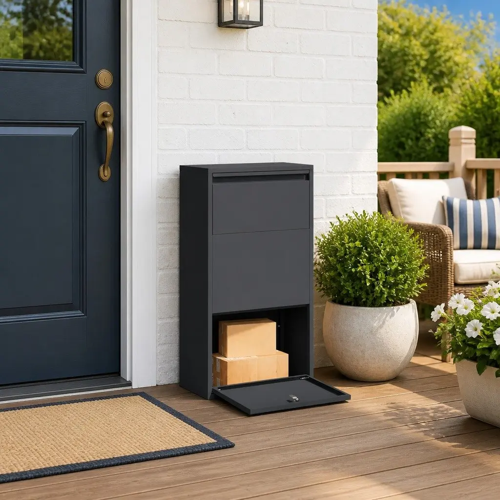 Parcel Drop Box Steel Storage for Garden 44x22x82cm