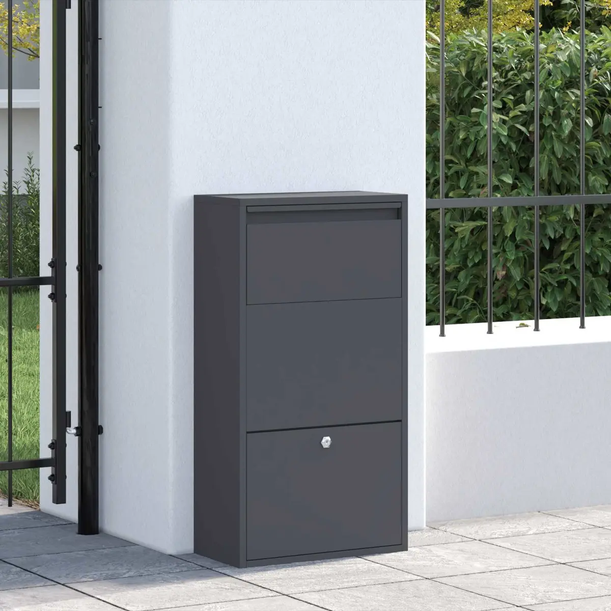 Parcel Drop Box Steel Storage for Garden 44x22x82cm