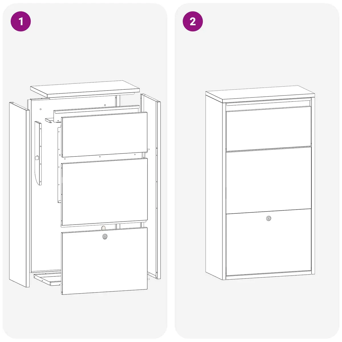 Parcel Drop Box Steel Storage for Garden 44x22x82cm