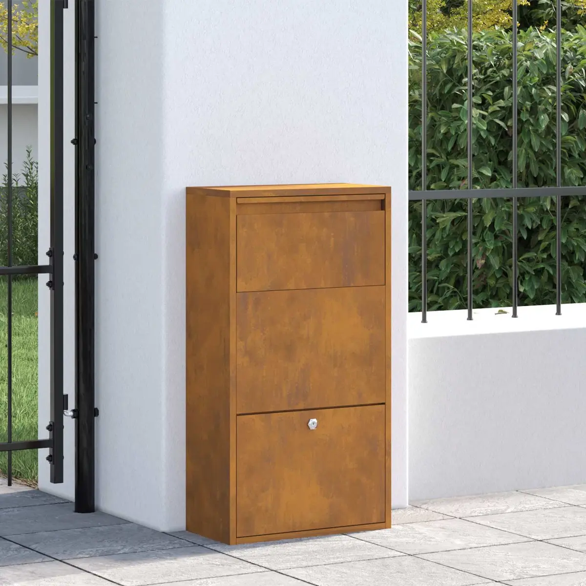 Parcel Drop Box Weathering Steel Rectangular Post Mail Package Storage