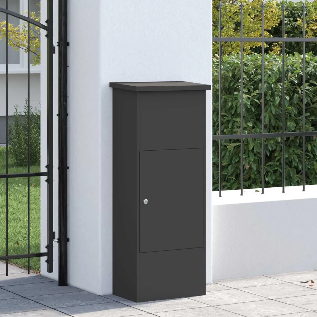 Parcel Drop Box Outdoor Steel Black 44.5 x 29 x 110.5 cm