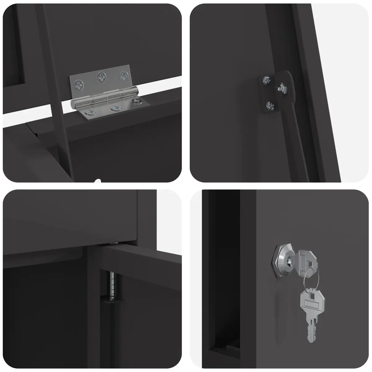 Parcel Drop Box Outdoor Steel Black 44.5 x 29 x 110.5 cm