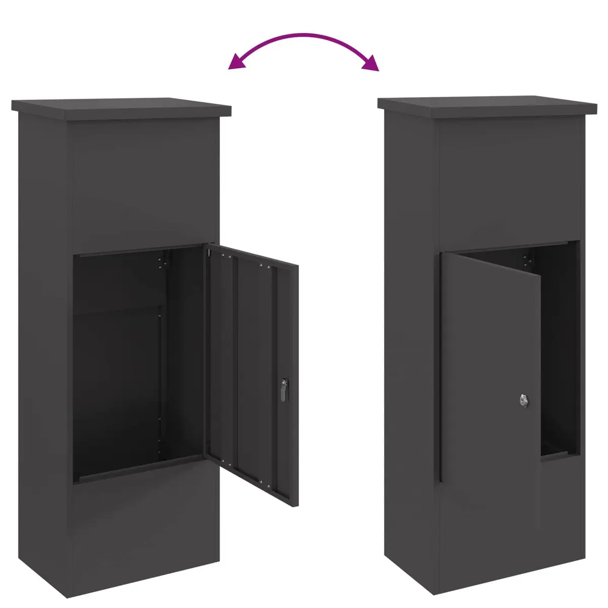 Parcel Drop Box Outdoor Steel Black 44.5 x 29 x 110.5 cm