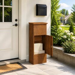 Parcel Drop Box Dimensions: 44.5 x 29 x 110.5 cm, Steel Brown