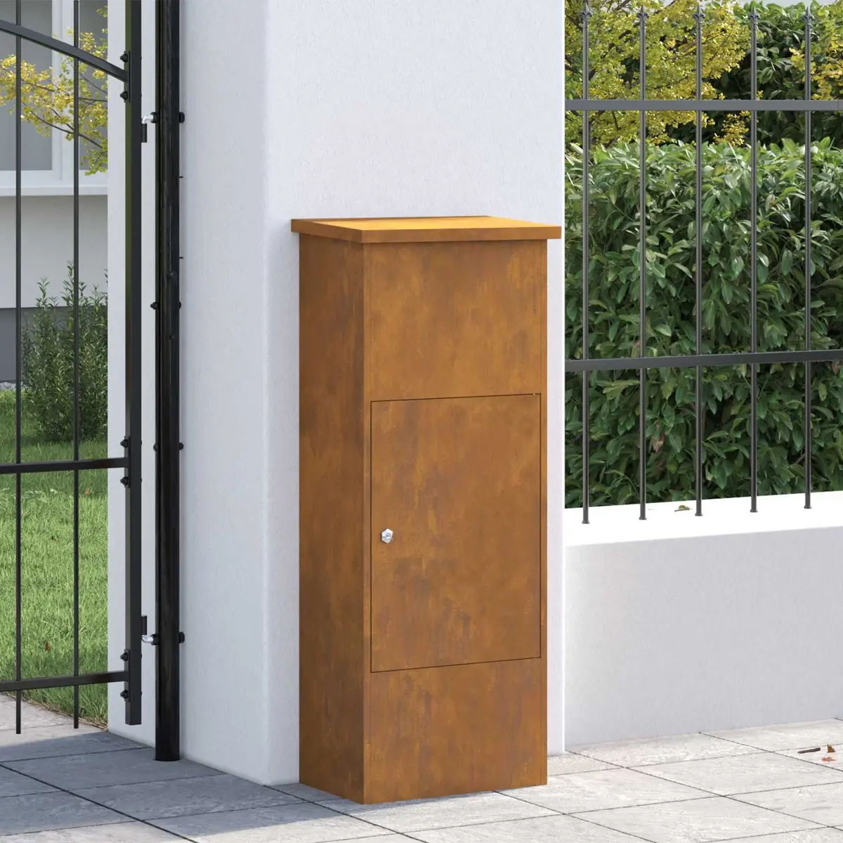 Parcel Drop Box Outdoor Steel Brown 44.5 x 29 x 110.5 cm