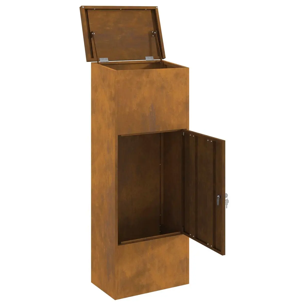Parcel Drop Box Outdoor Steel Brown 44.5 x 29 x 110.5 cm