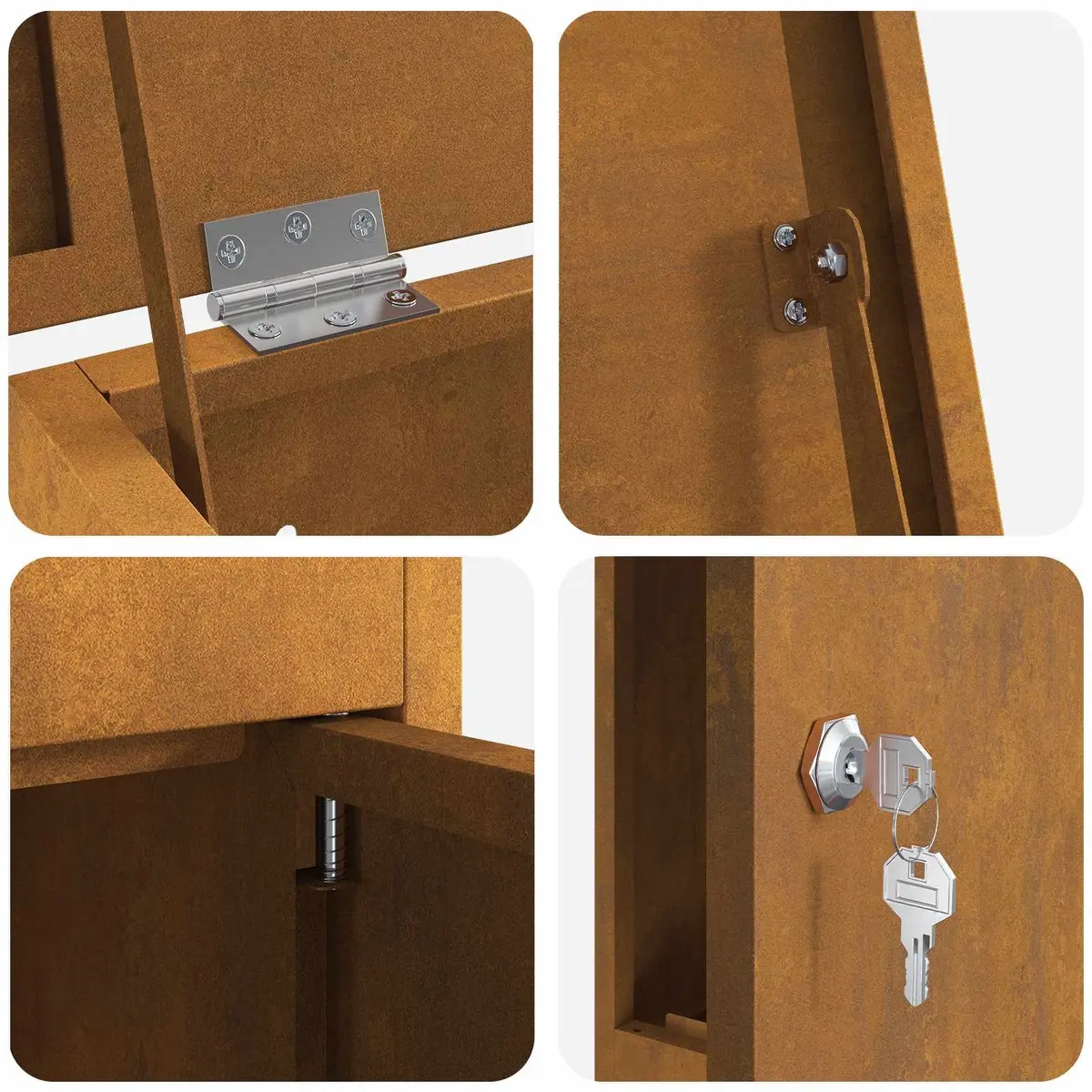 Parcel Drop Box Outdoor Steel Brown 44.5 x 29 x 110.5 cm