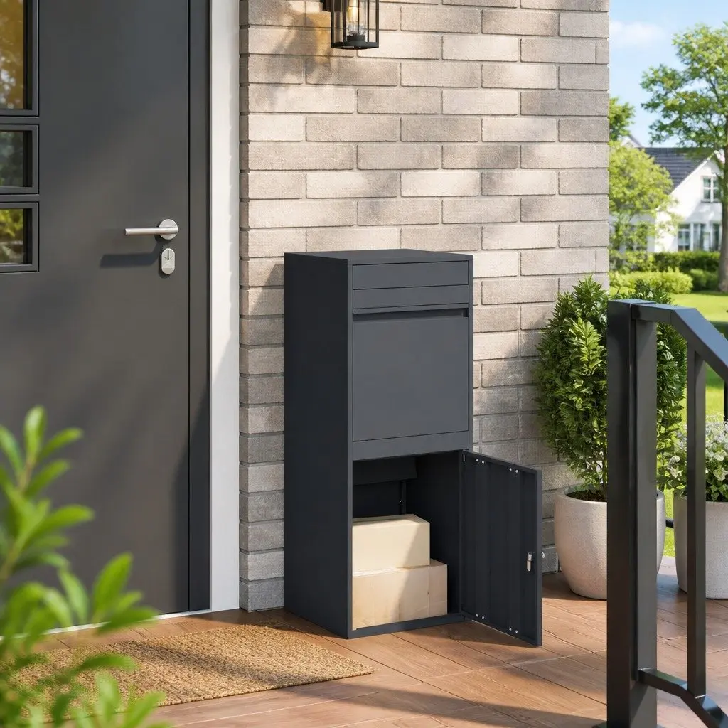 Parcel Drop Box Outdoor Garden Mailbox Steel Anthracite 41 x 38 x 103 cm