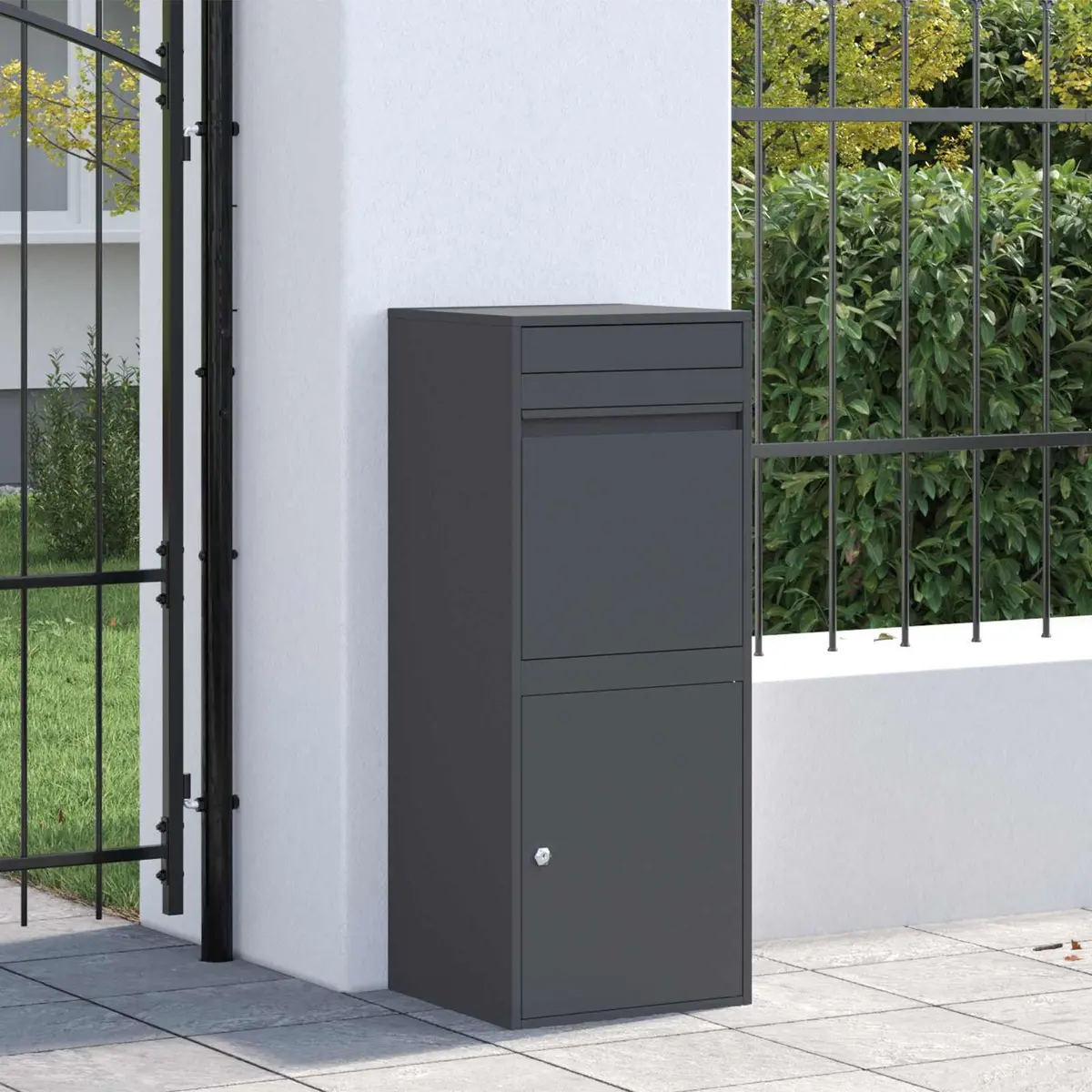 Parcel Drop Box Outdoor Garden Mailbox Steel Anthracite 41 x 38 x 103 cm