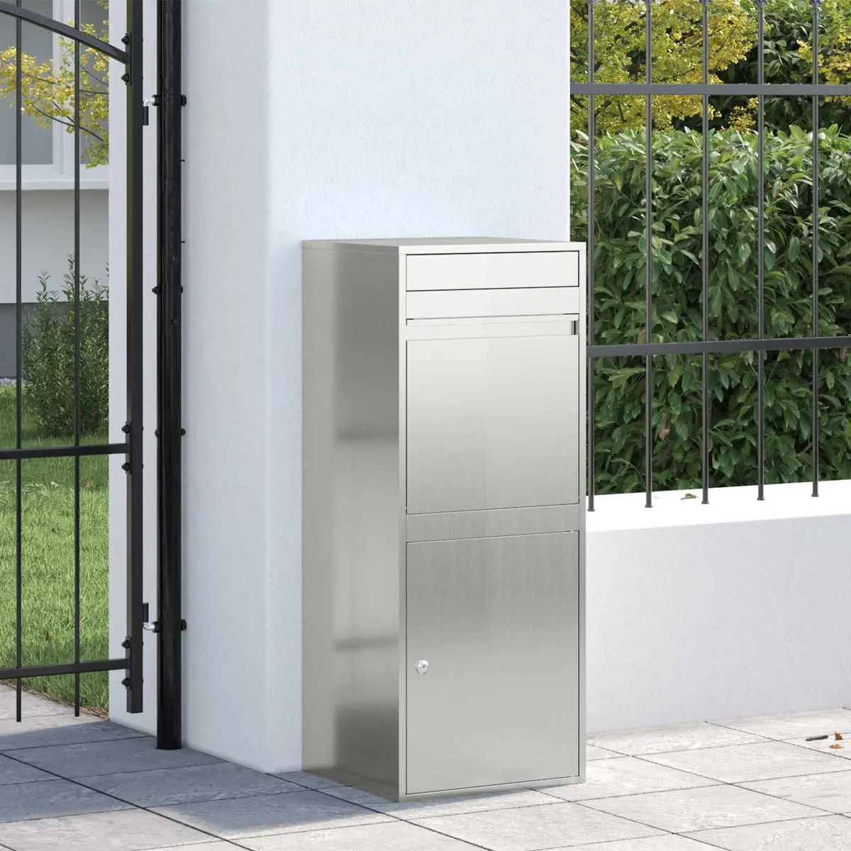Outdoor Parcel Drop Box in Silver Steel