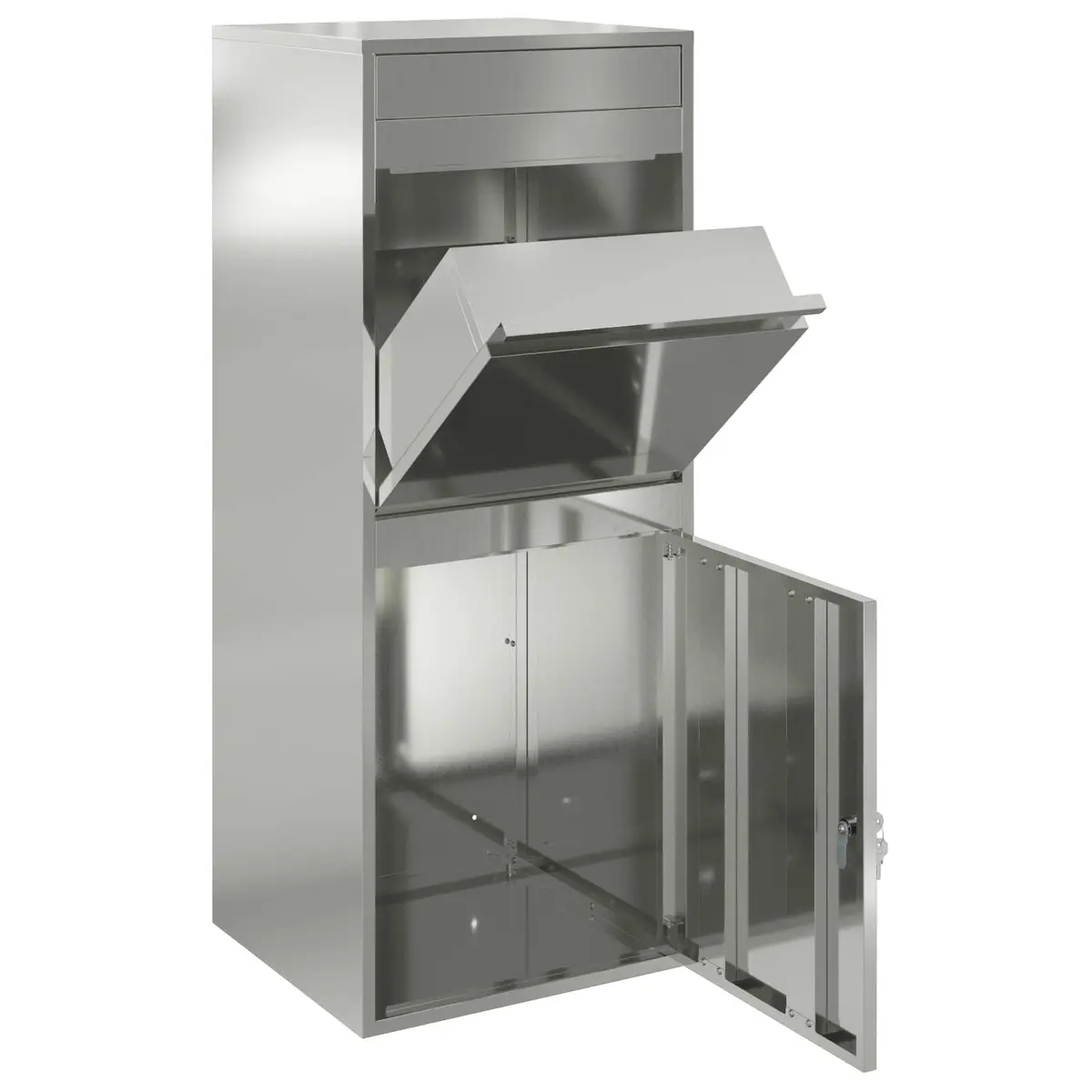 Outdoor Parcel Drop Box in Silver Steel