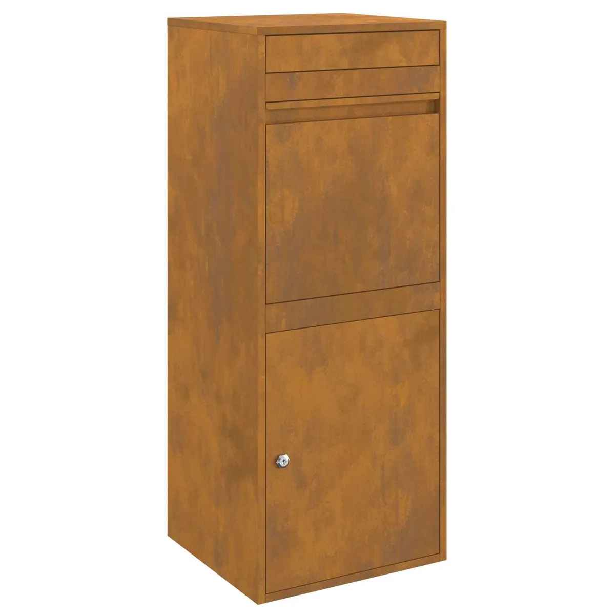 Outdoor Parcel Drop Box Brown Steel Garden Size 47.5 x 38 x 59 cm