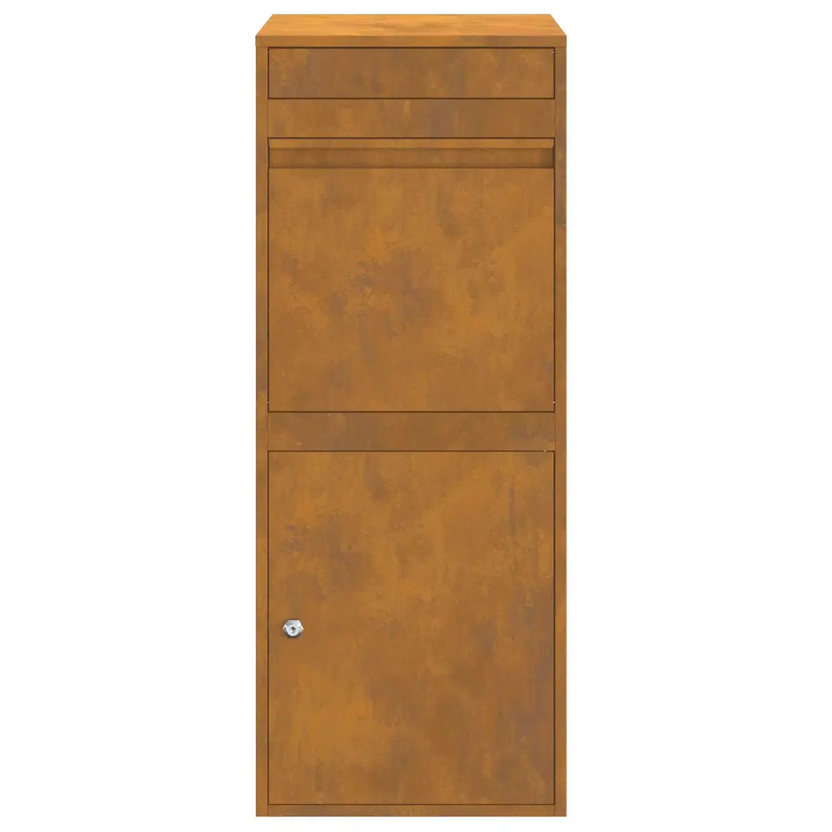 Outdoor Parcel Drop Box Brown Steel Garden Size 47.5 x 38 x 59 cm