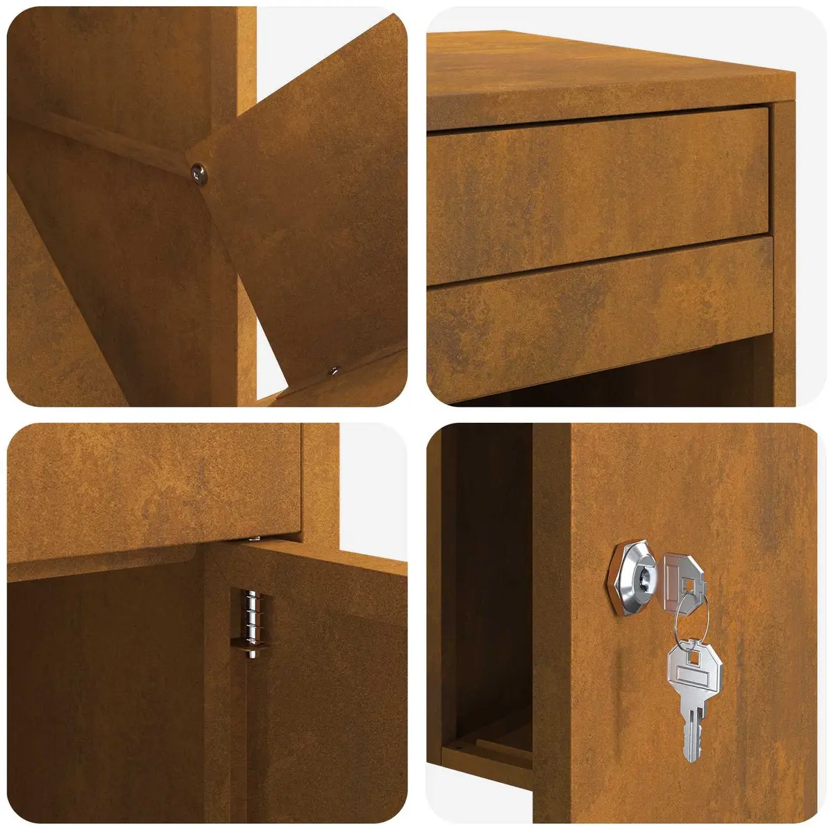 Outdoor Parcel Drop Box Brown Steel Garden Size 47.5 x 38 x 59 cm