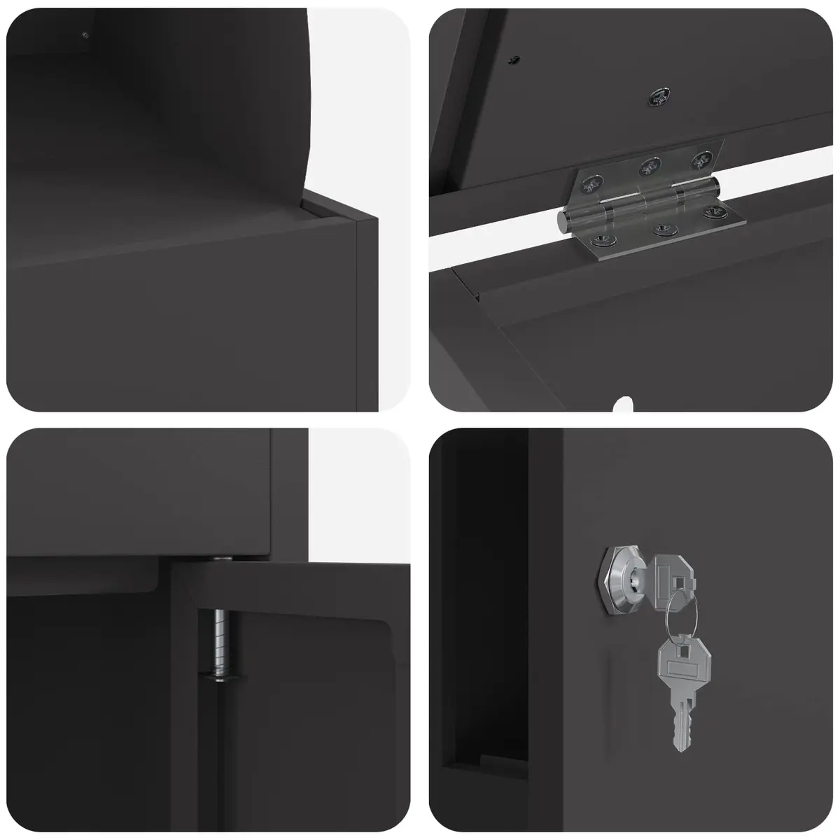 Parcel Drop Box with Storage Black 47.5 x 38 x 59 cm Steel Outdoor Mailbox