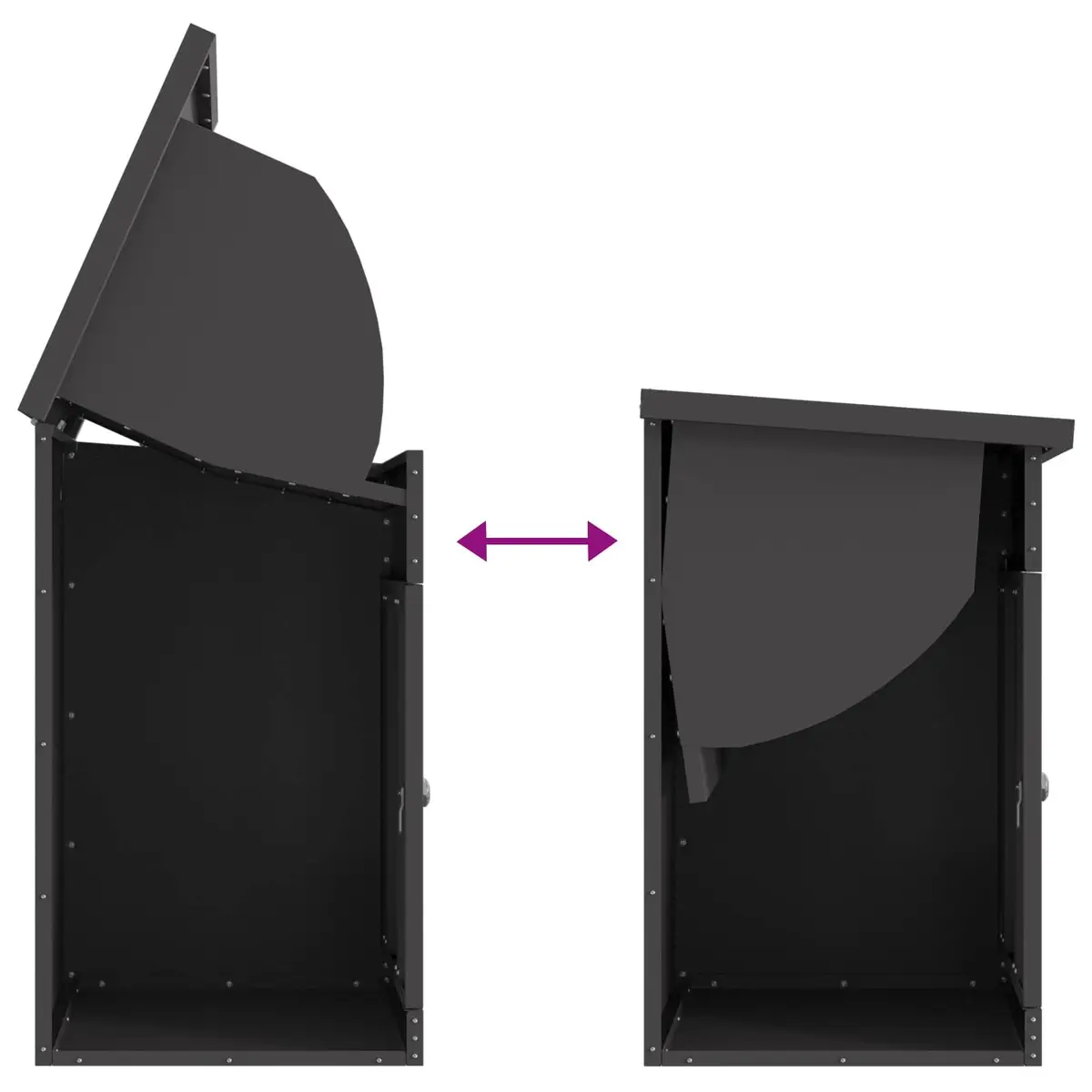 Parcel Drop Box with Storage Black 47.5 x 38 x 59 cm Steel Outdoor Mailbox
