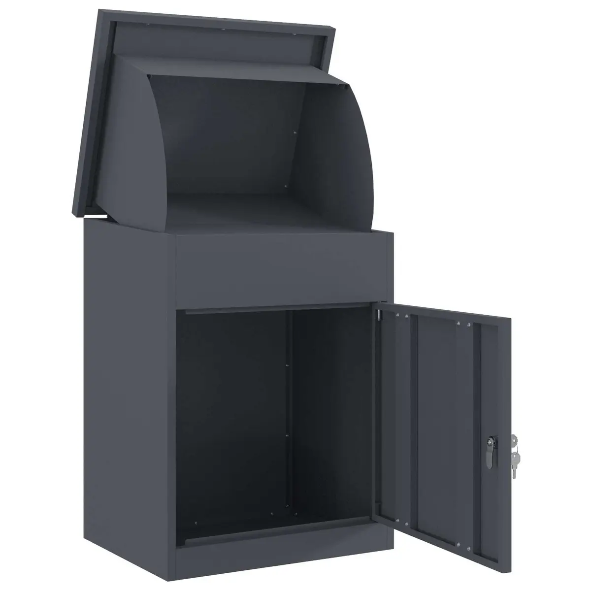 Parcel Drop Box with Storage Deadbolt Lock Weatherproof Steel Outdoor Garden