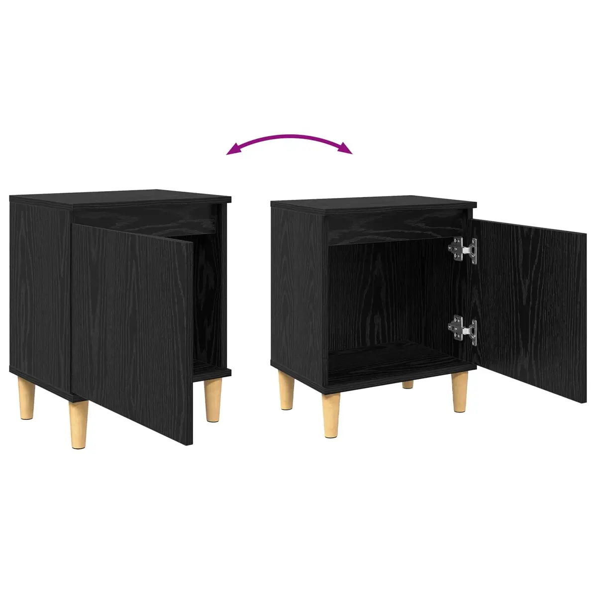 Black Oak Bedside Cabinet 40 x 30 x 50 cm