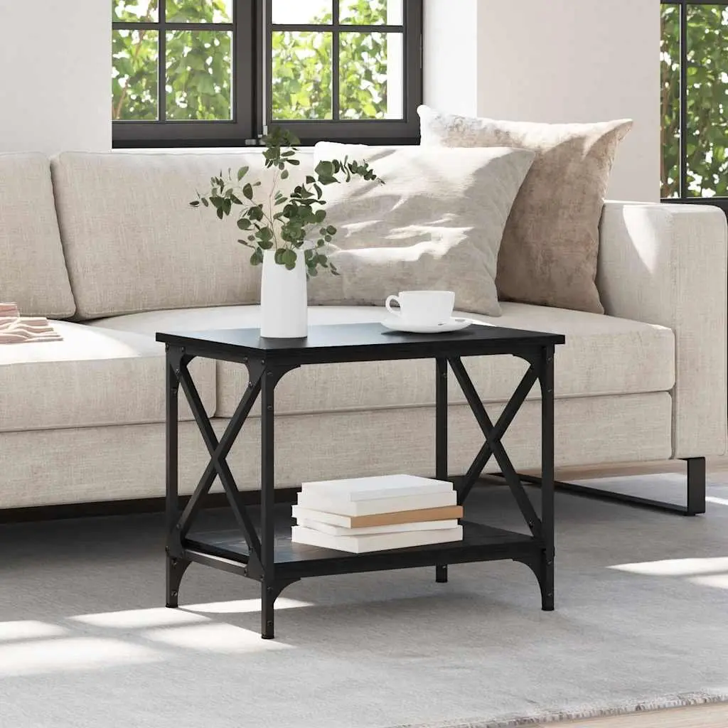 Coffee Table Black Oak Urban Living Room Accent Engineered Wood Side Table 55cm