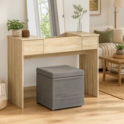 Compact Grey Backless Bar Stool - 41x41x40 cm