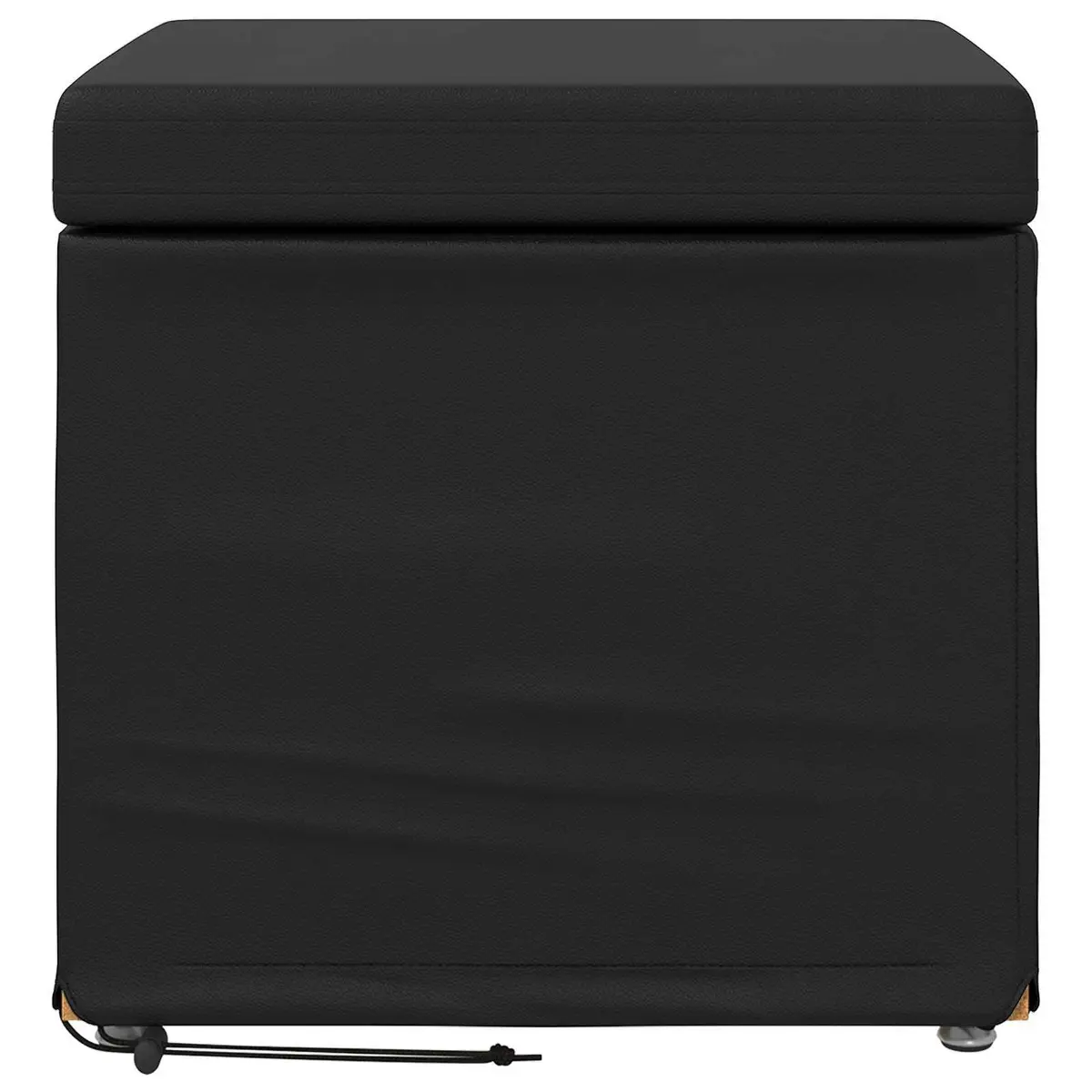 Black Bar Stool Kitchen Counter Seating Backless Cushioned Faux Leather 41 x 41 x 40 cm