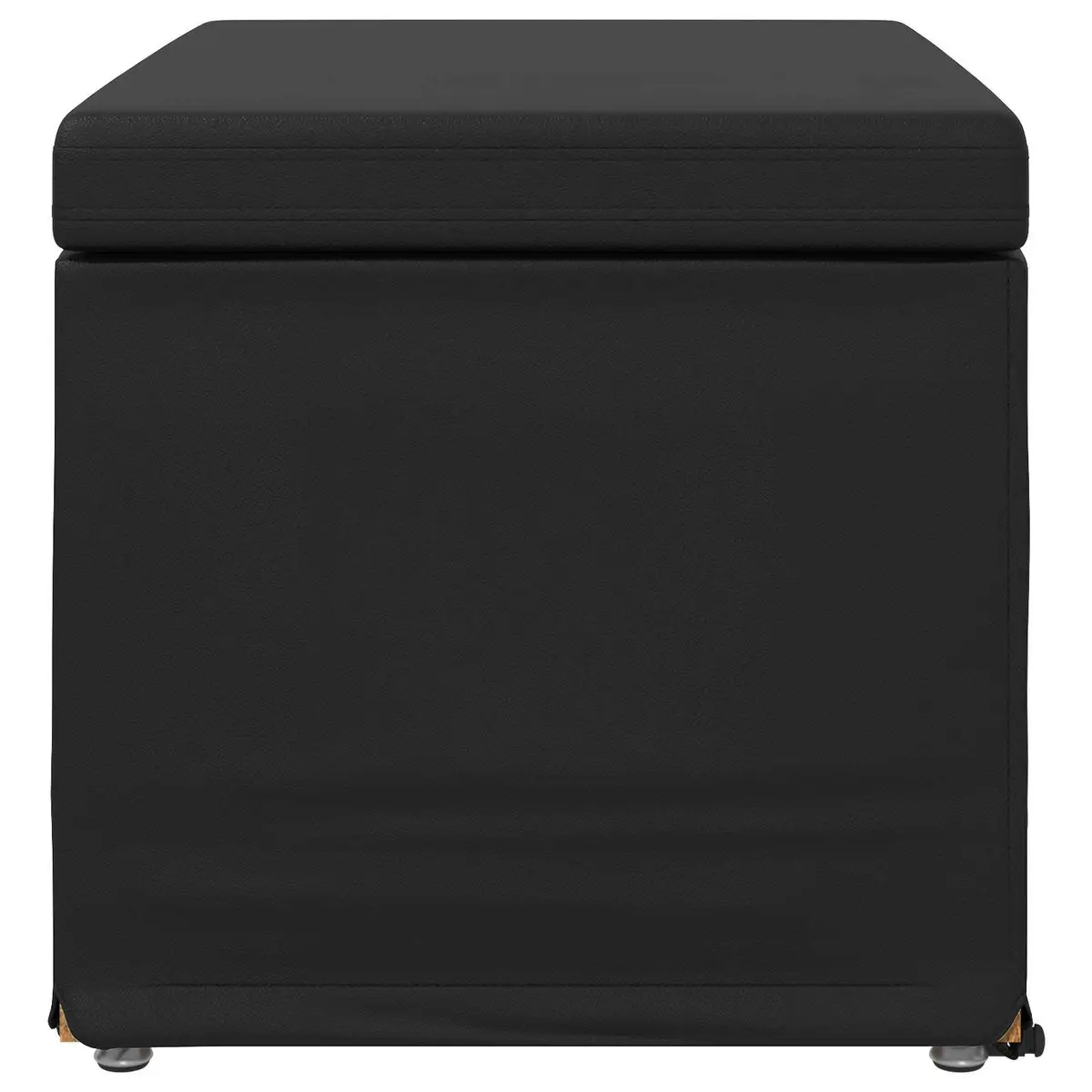Backless Bar Stool Kitchen Dining Seat Black Faux Leather Cushion