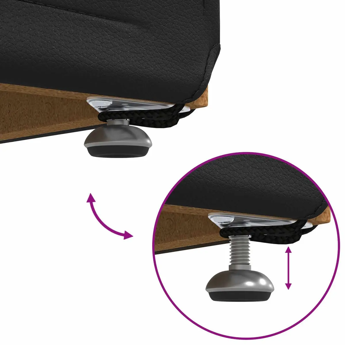 Backless Bar Stool Kitchen Dining Seat Black Faux Leather Cushion