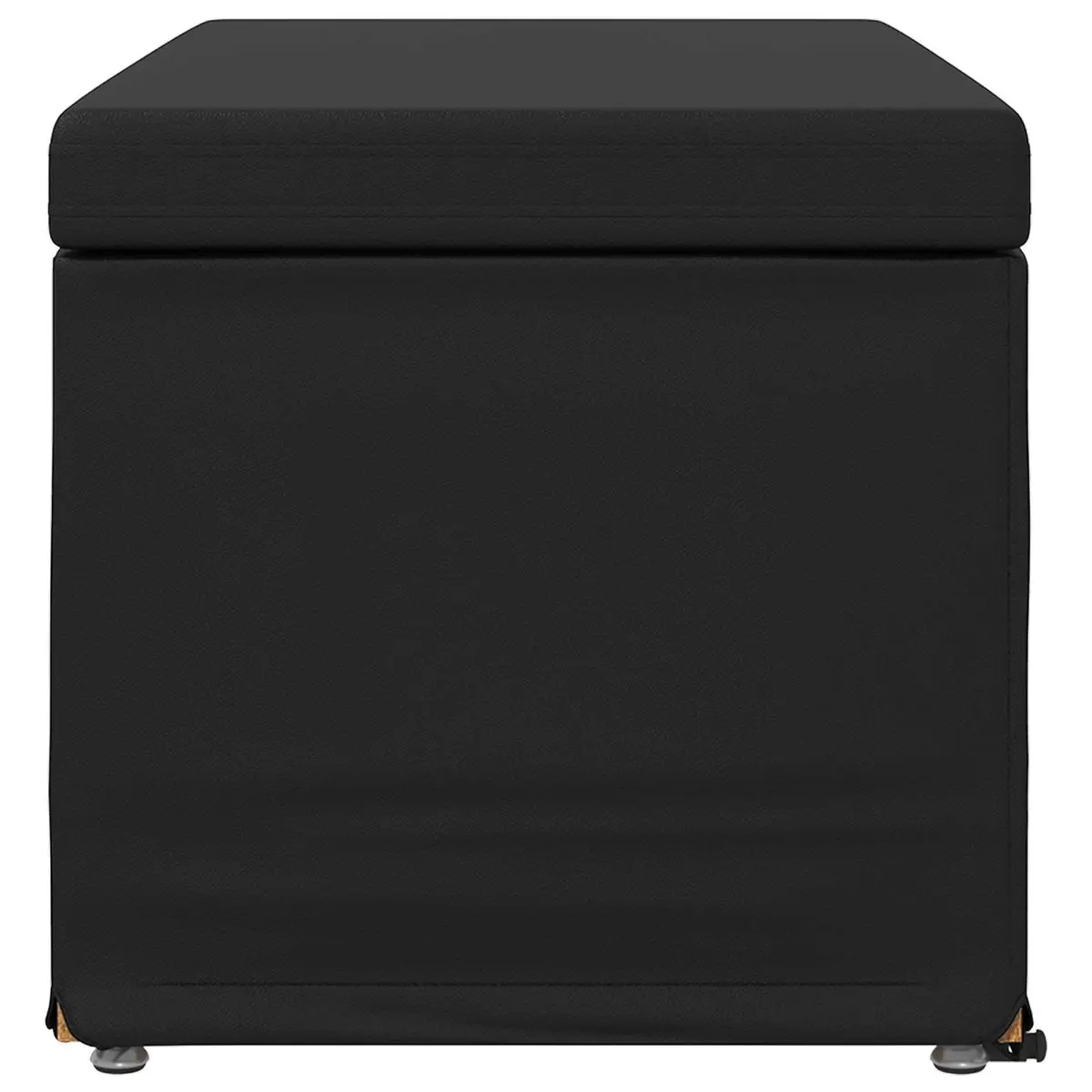 Black Bar Stool Backless Kitchen Counter Seat Faux Leather Bun Feet Modern