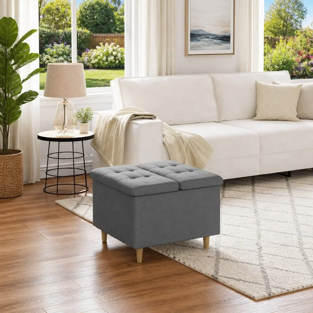 Storage Ottoman Indoor Grey 60x60x45cm