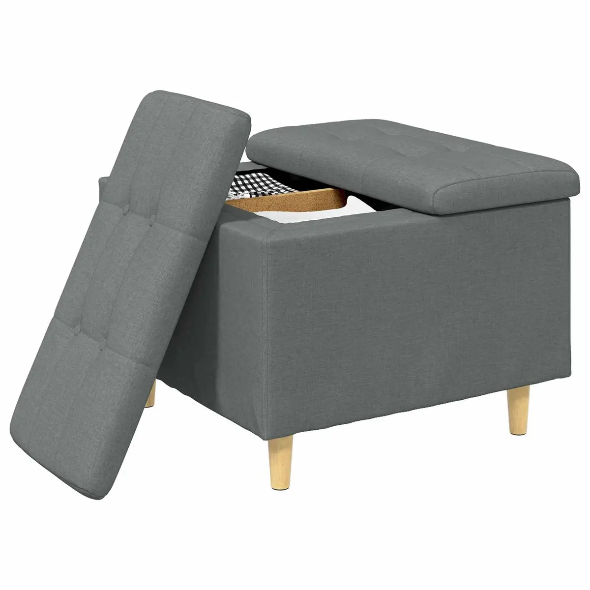 Storage Ottoman Indoor Grey 60x60x45cm
