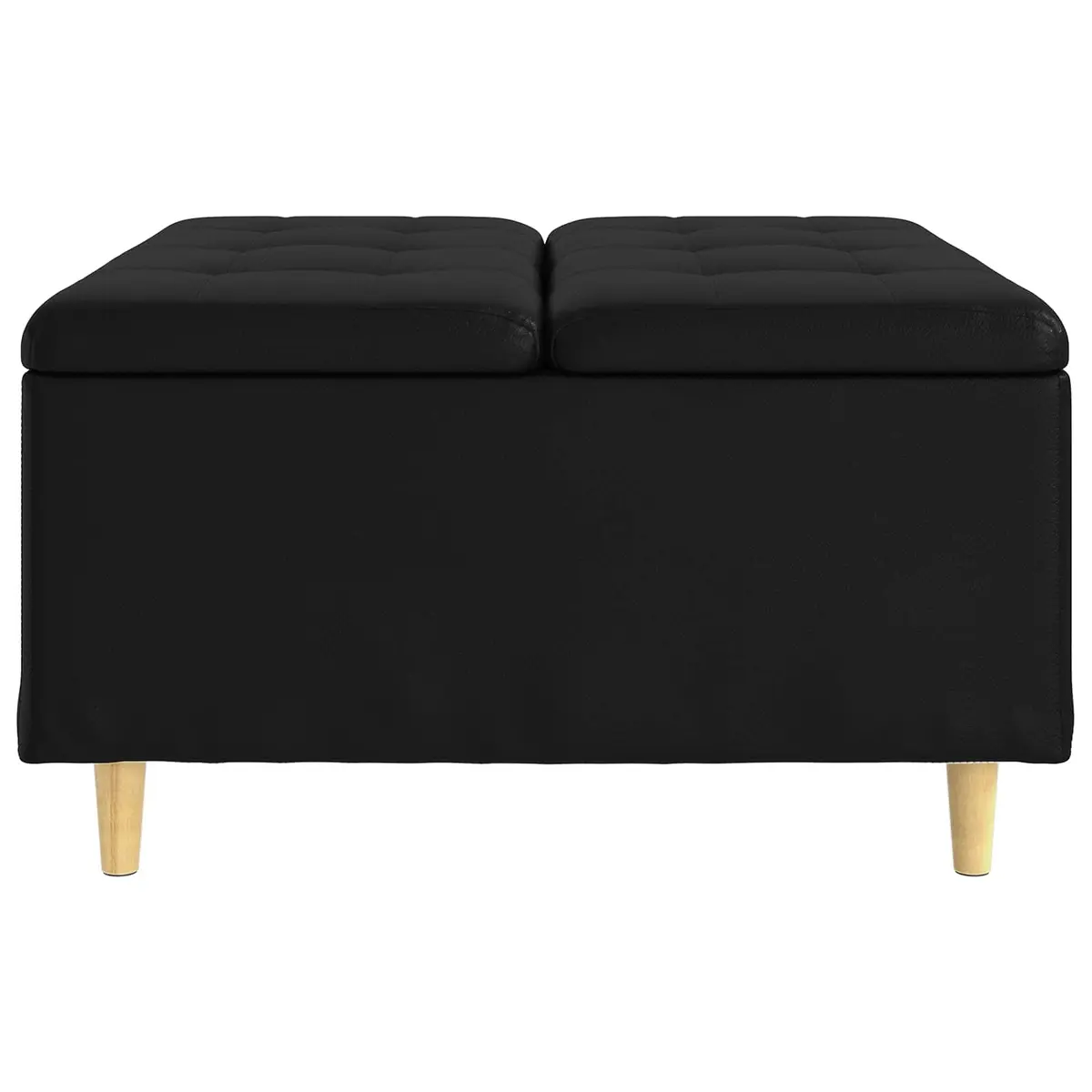 Storage Ottoman with Cushion Black Tufted Design Hidden Compartment Footrest