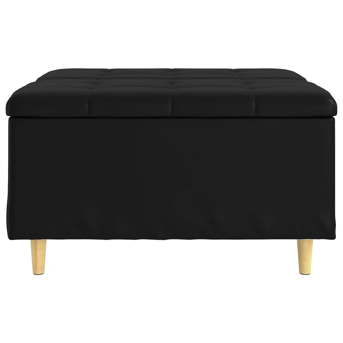 Storage Ottoman with Cushion Black Tufted Design Hidden Compartment Footrest