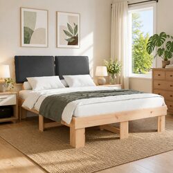 Specifications of Grey Bed Frame with Upholstered Headboard