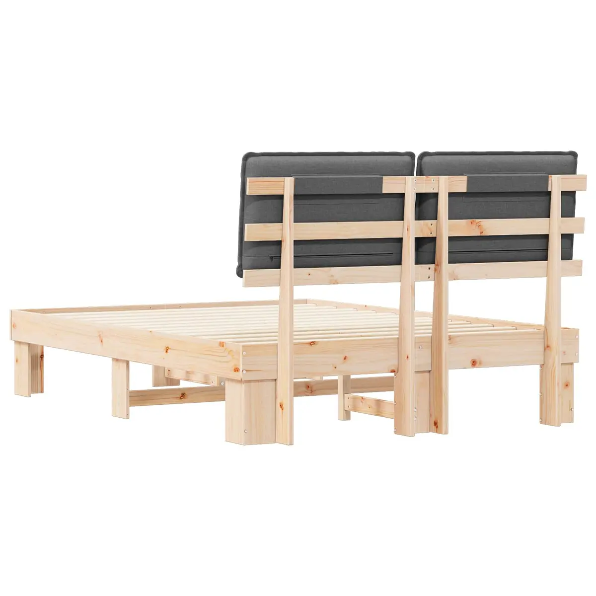 Grey Bed Frame with Upholstered Headboard