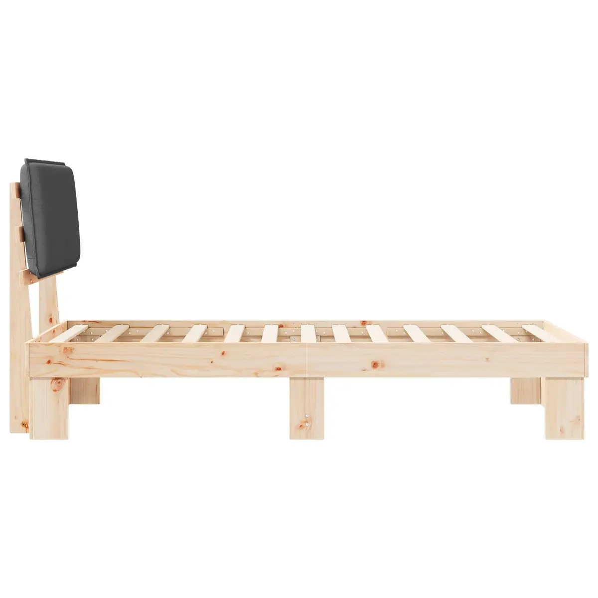 Bed Frame for Bedroom 90 x 190 cm Grey Upholstered Headboard Modern Wooden Platform