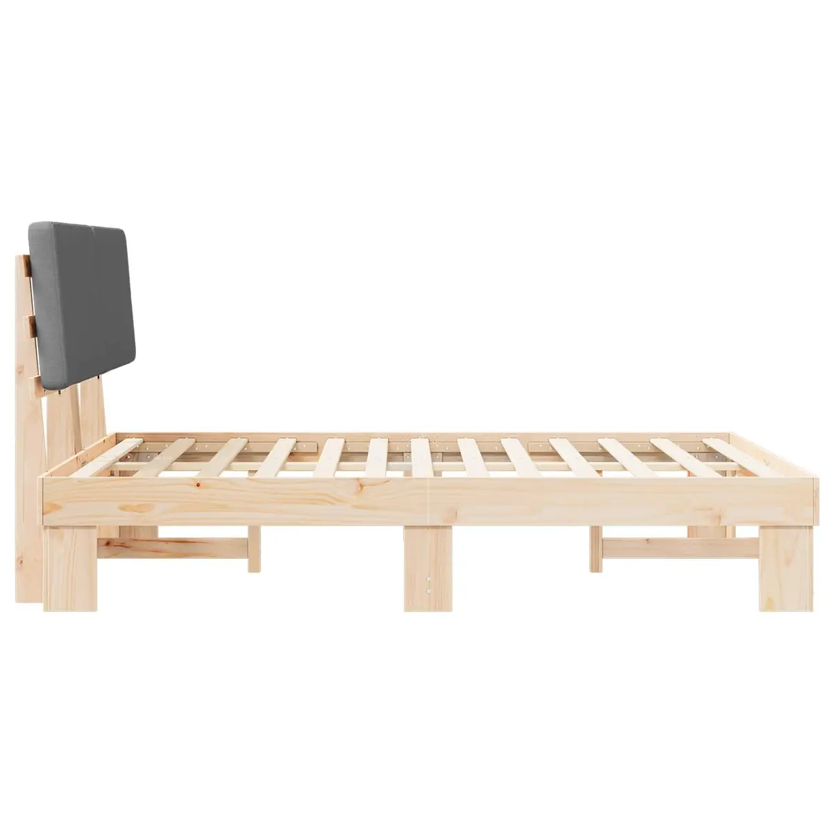 Bed Frame for Bedroom 150 x 200 cm Grey Upholstered Headboard Modern Furniture