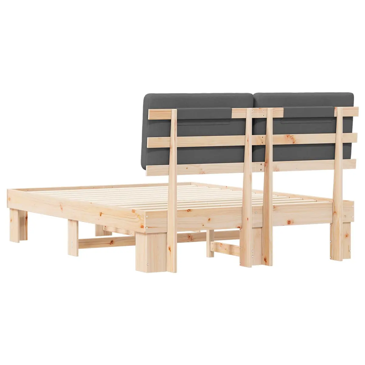 Bed Frame for Bedroom 150 x 200 cm Grey Upholstered Headboard Modern Furniture