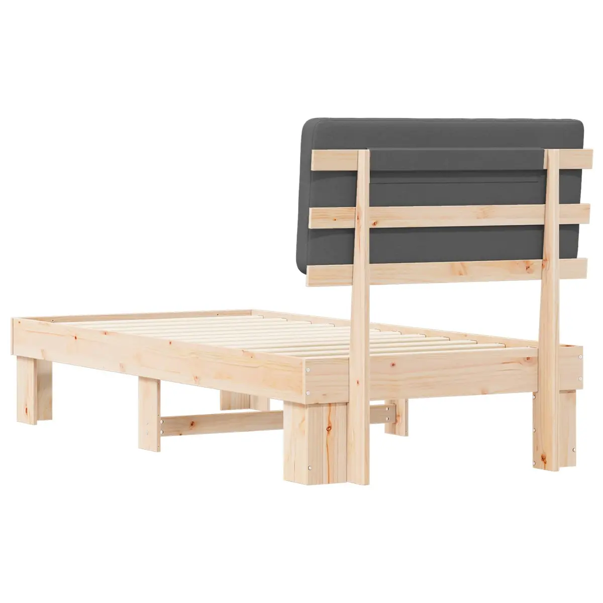Grey Upholstered Bed Frame with Headboard 90 x 190 cm Modern Bedroom Furniture