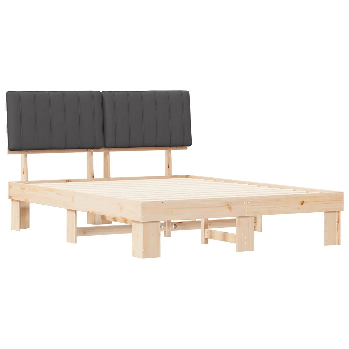 Bed Frame with Upholstered Headboard Grey 150 x 200 cm Wooden Modern Bedroom
