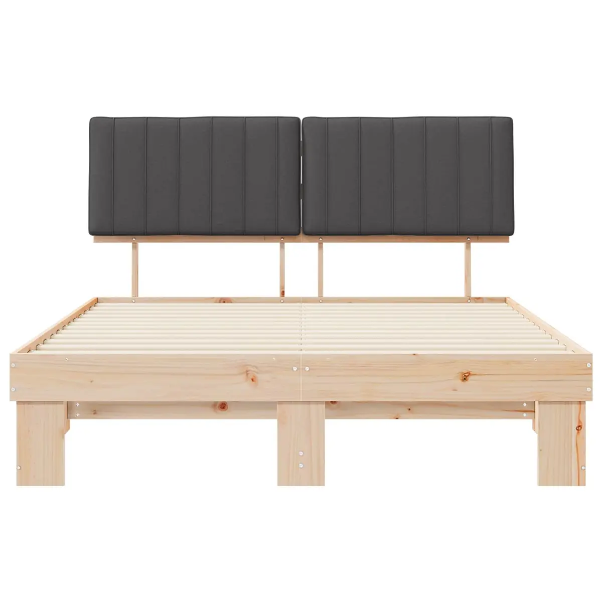 Bed Frame with Upholstered Headboard Grey 150 x 200 cm Wooden Modern Bedroom