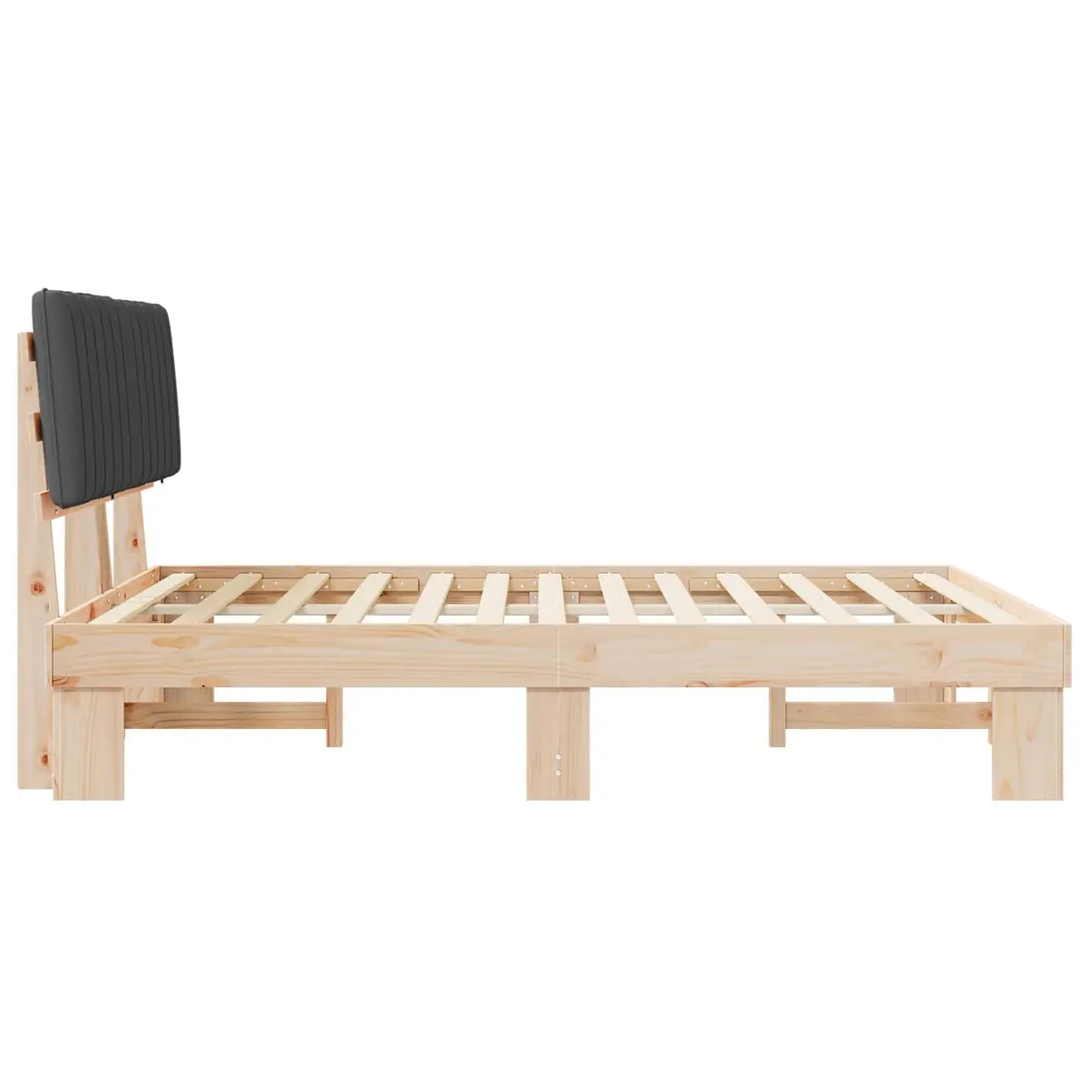 Bed Frame with Upholstered Headboard Grey 150 x 200 cm Wooden Modern Bedroom